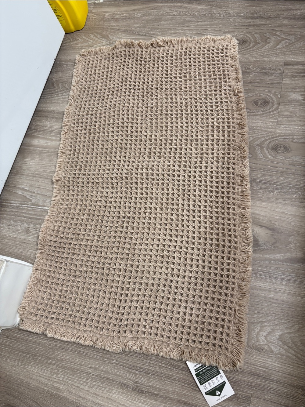 Beige Waffle Weave Bath Mat by